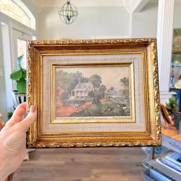 SOLD 1960's Currier & Ives "American Homestead Summer" Framed Lithograph - Picture 4 of 11